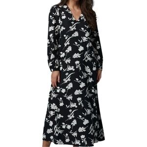 Franne Golde Seaside Maxi‎ Dress Black Floral Size XXL